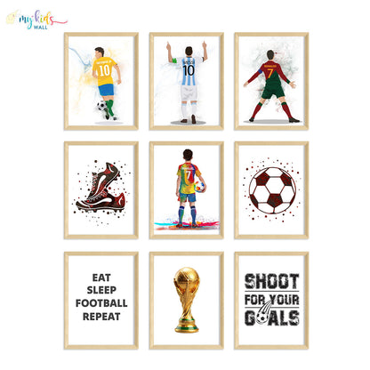 Inspirational football champion wall art set of 9 vertical wooden frames