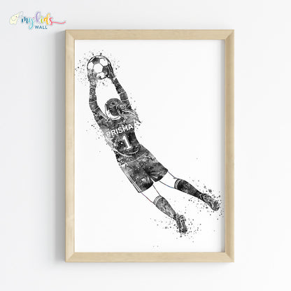 Football Goalkeeper Girl Personalized Wall Art Framed Wooden