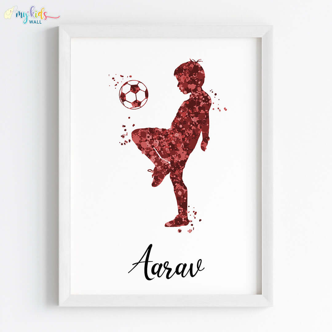 Football Player Boy Personalised Wall Art (Framed) – My Kids Wall