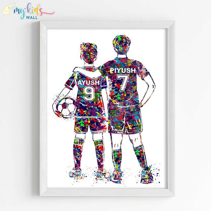 Inspirational football player brothers wall art white frame