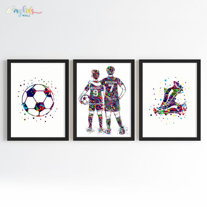 Inspirational football player brothers wall art set of 3 black frame different height