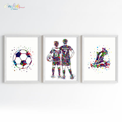 Inspirational football player brothers wall art set of 3 white frame different height