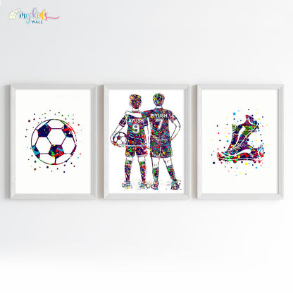 Inspirational football player brothers wall art set of 3 white frame same height