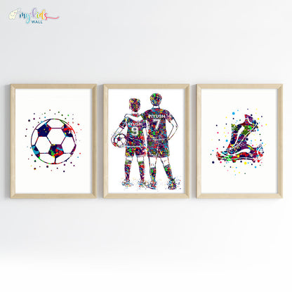 Inspirational football player brothers wall art set of 3 wooden frame different height
