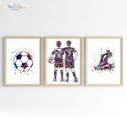 Inspirational football player brothers wall art set of 3 wooden frame same height