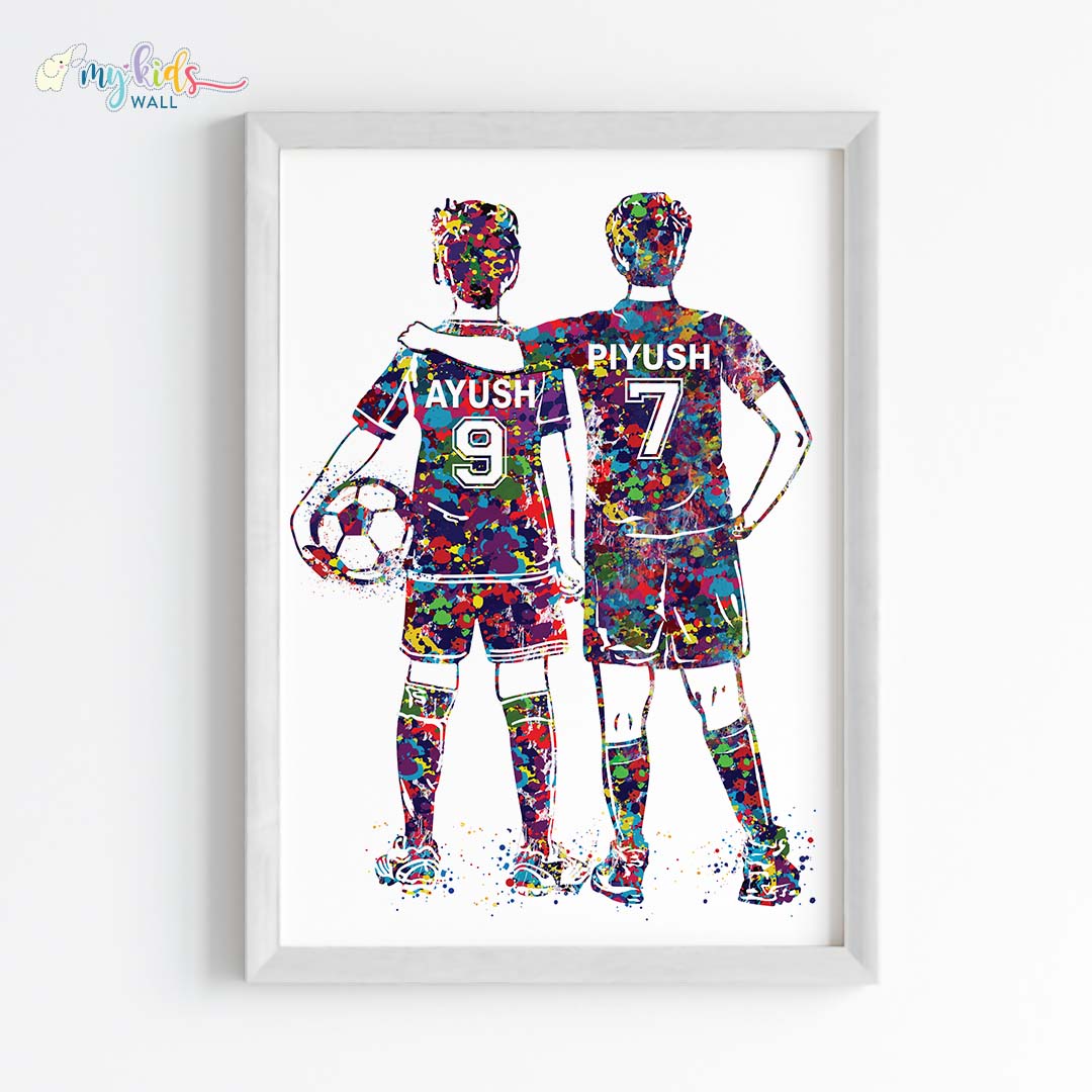 Inspirational football player brothers wall art white frame