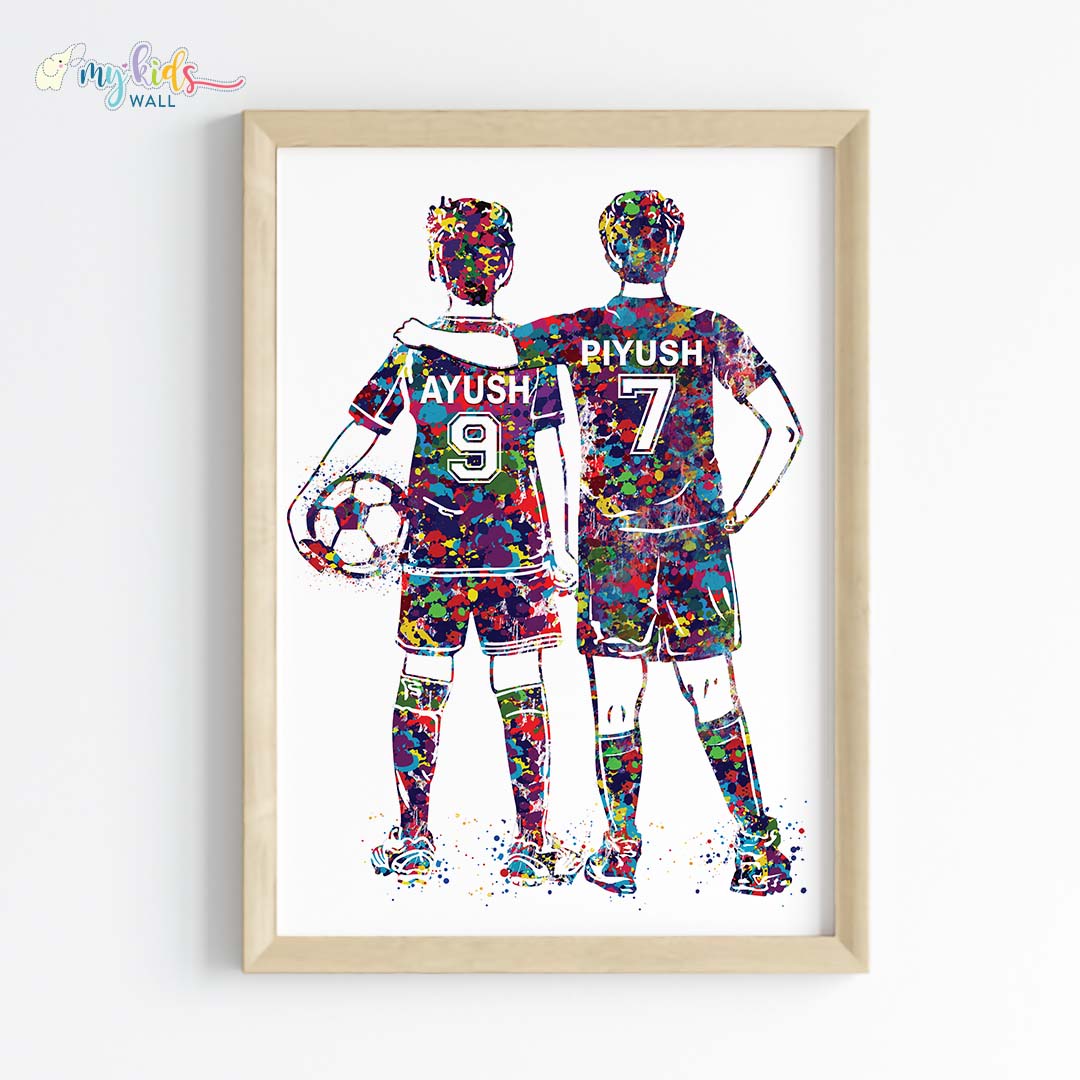 Inspirational football player brothers wall art wooden frame