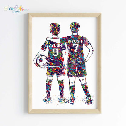 Inspirational football player brothers wall art wooden frame