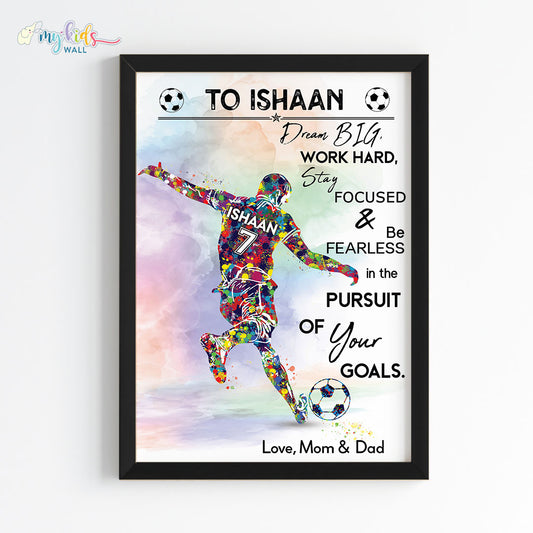 Football Player Free Kick Personalized Motivational Wall Art Black 