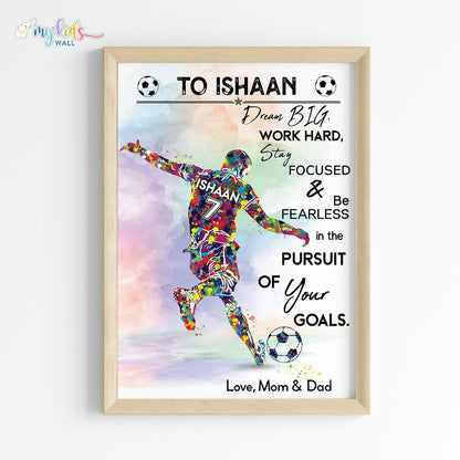 Football Player Free Kick Personalized Motivational Wall Art Wooden