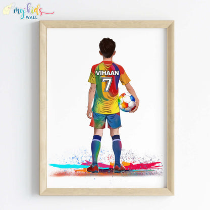 Football Player Personalized Multicolor Wall Art (Framed) New