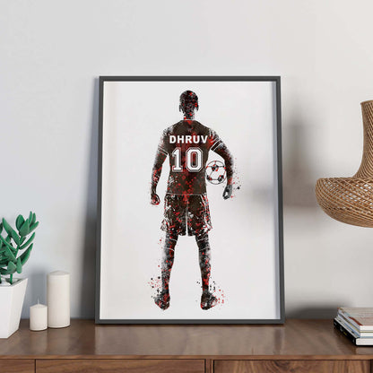 Red Inspirational football player wall art black frame