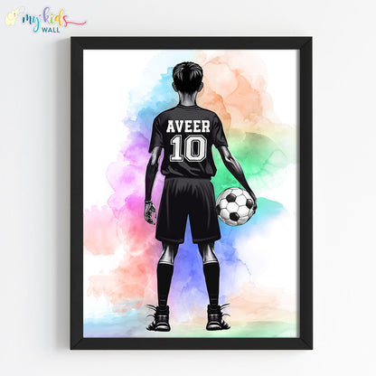 football player ready to play wall art black frame