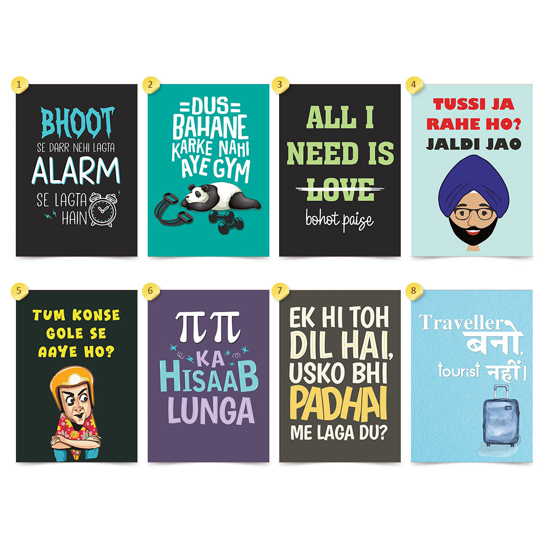 Fun Quotes Illustrated Humor Wall Art (Unframed Posters)