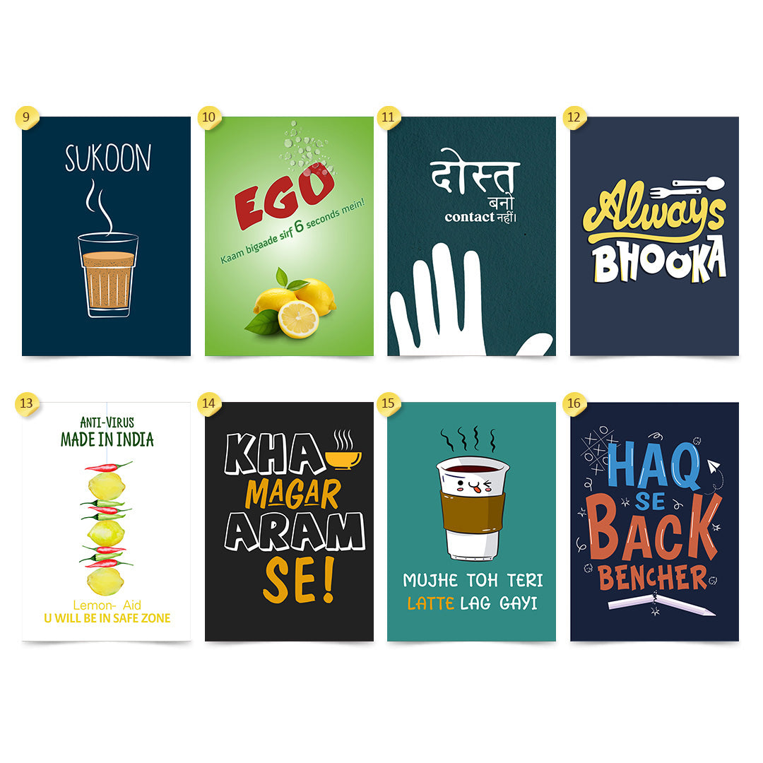 Fun Quotes Illustrated Humor Wall Art (Unframed Posters)