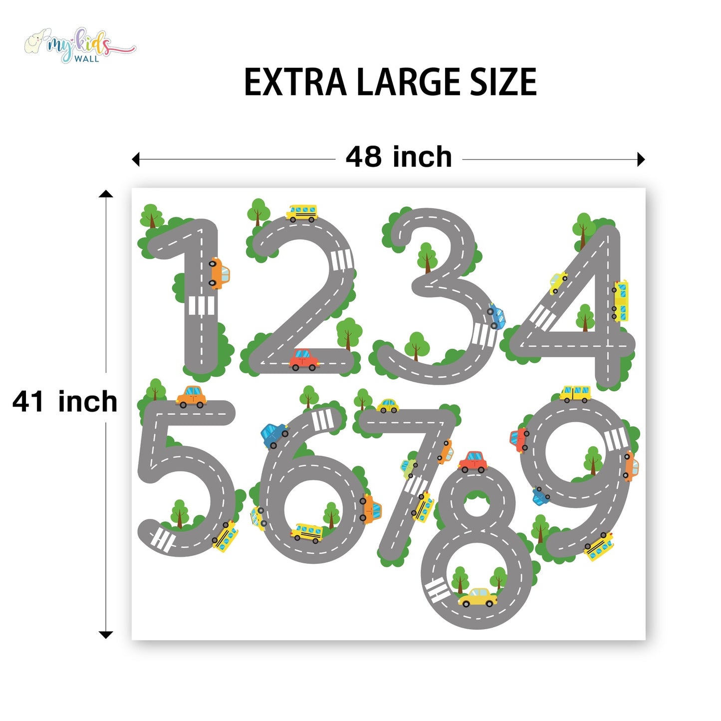 Fun Road Themed Numbers Personalized Wall Stickers