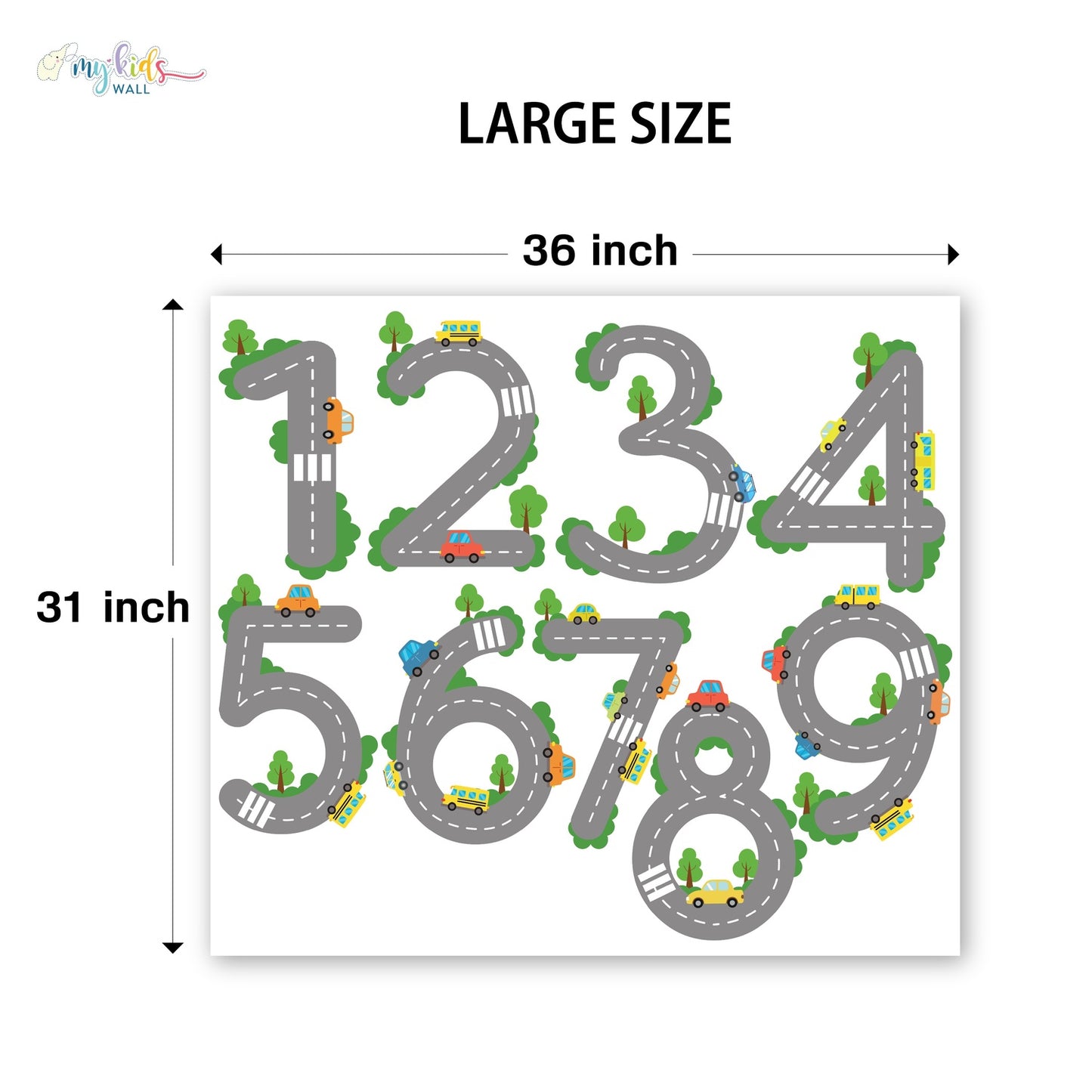 Fun Road Themed Numbers Personalized Wall Stickers