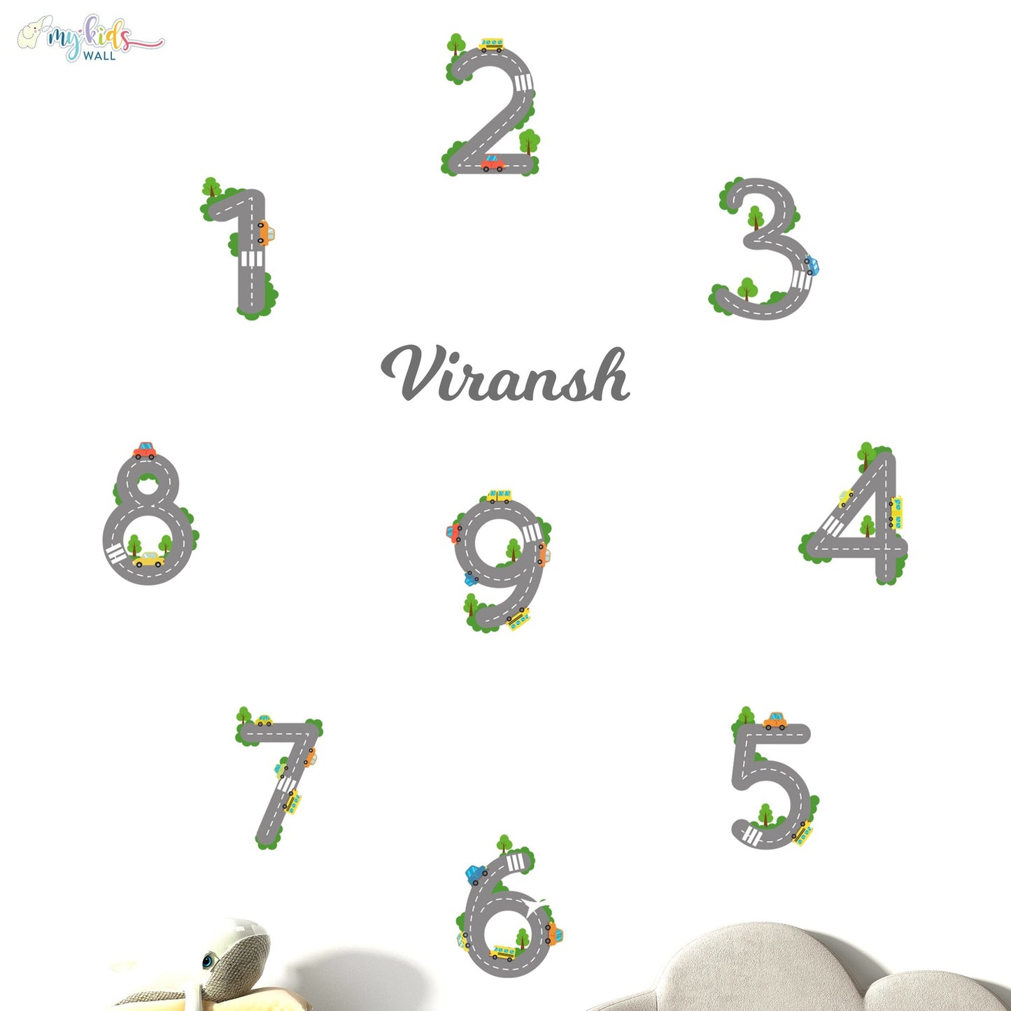 Fun Road Themed Numbers Personalized Wall Stickers