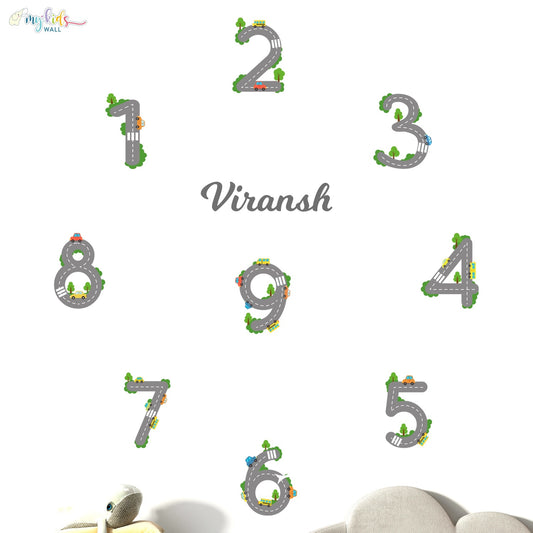 Fun Road Themed Numbers Personalized Wall Stickers
