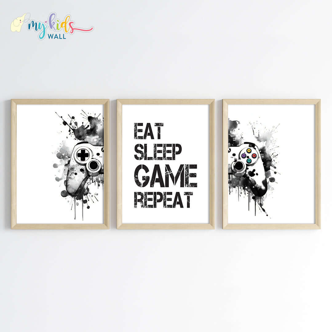 Inspirational gamer's creed set of 3 wall art wooden frame