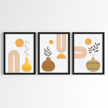 Geometric Botanical Vases Wall Art (Framed Set of 3)