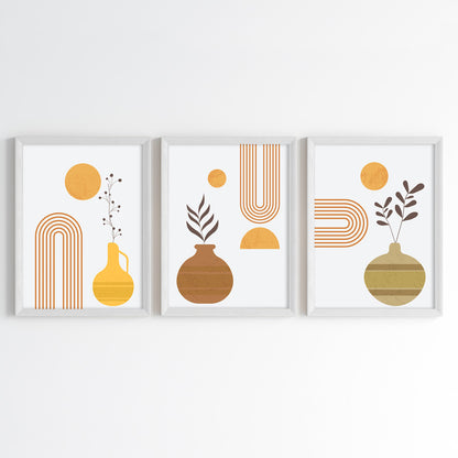 Geometric Botanical Vases Wall Art (Framed Set of 3)