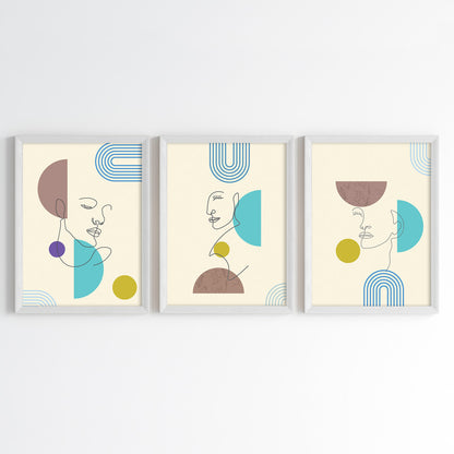 Geometric Face Wall Art (Framed Set of 3)