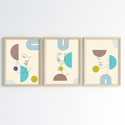 Geometric Face Wall Art (Framed Set of 3)