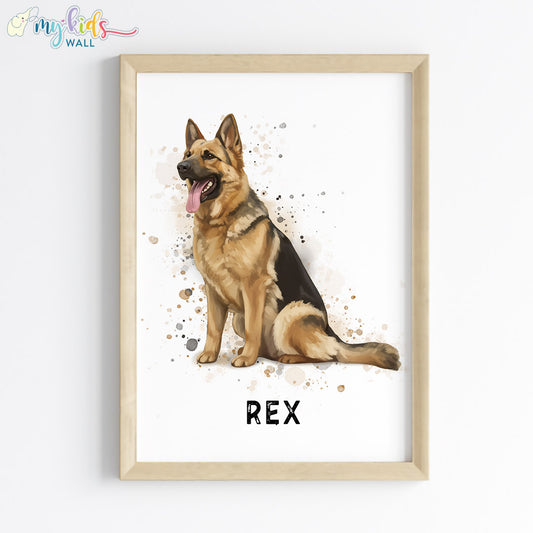 German Shepherd Personalised Wall Art Framed Wooden