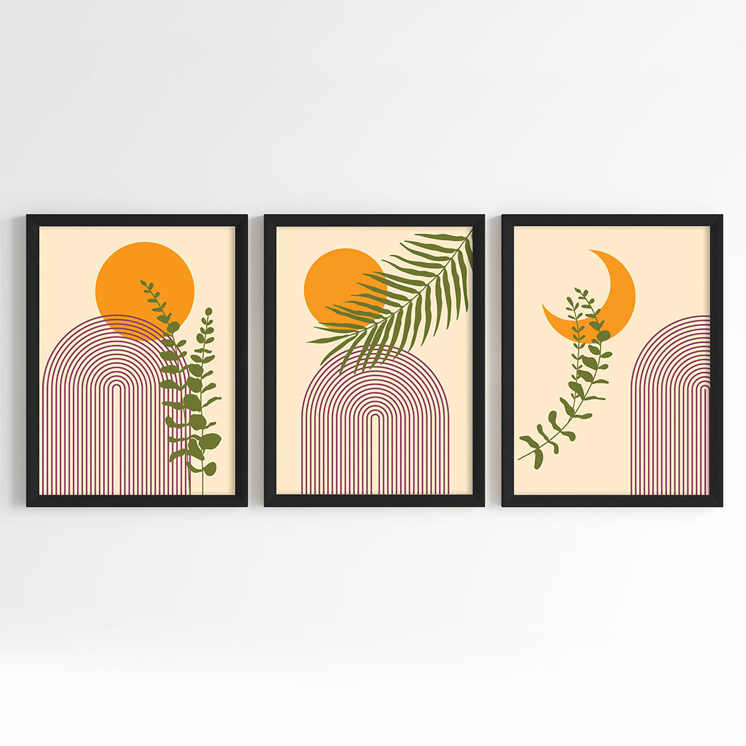 Golden Hour Botanical Wall Art (Framed Set of 3)