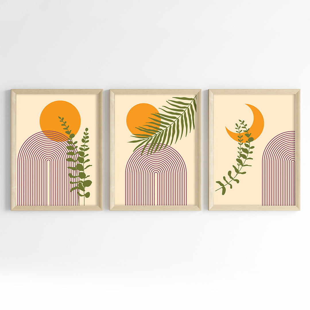 Golden Hour Botanical Wall Art (Framed Set of 3)