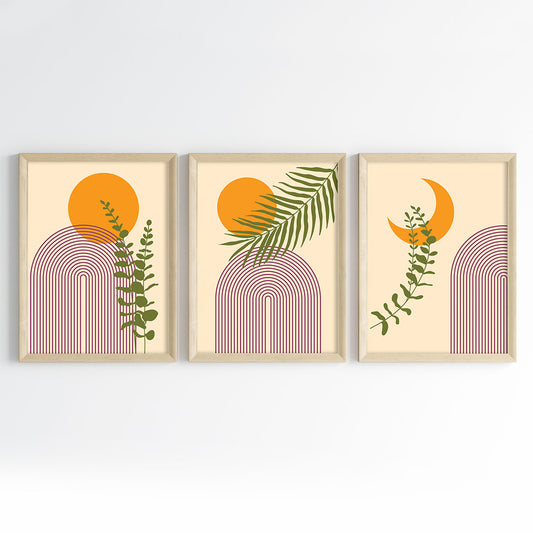 Golden Hour Botanical Wall Art (Framed Set of 3)