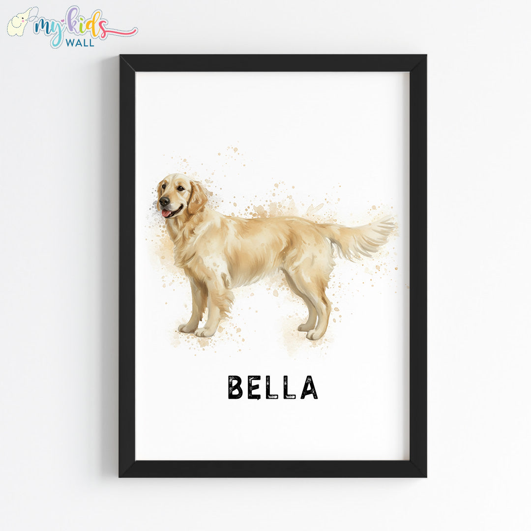 Golden-Retriever Personalised Wall Art Framed Black