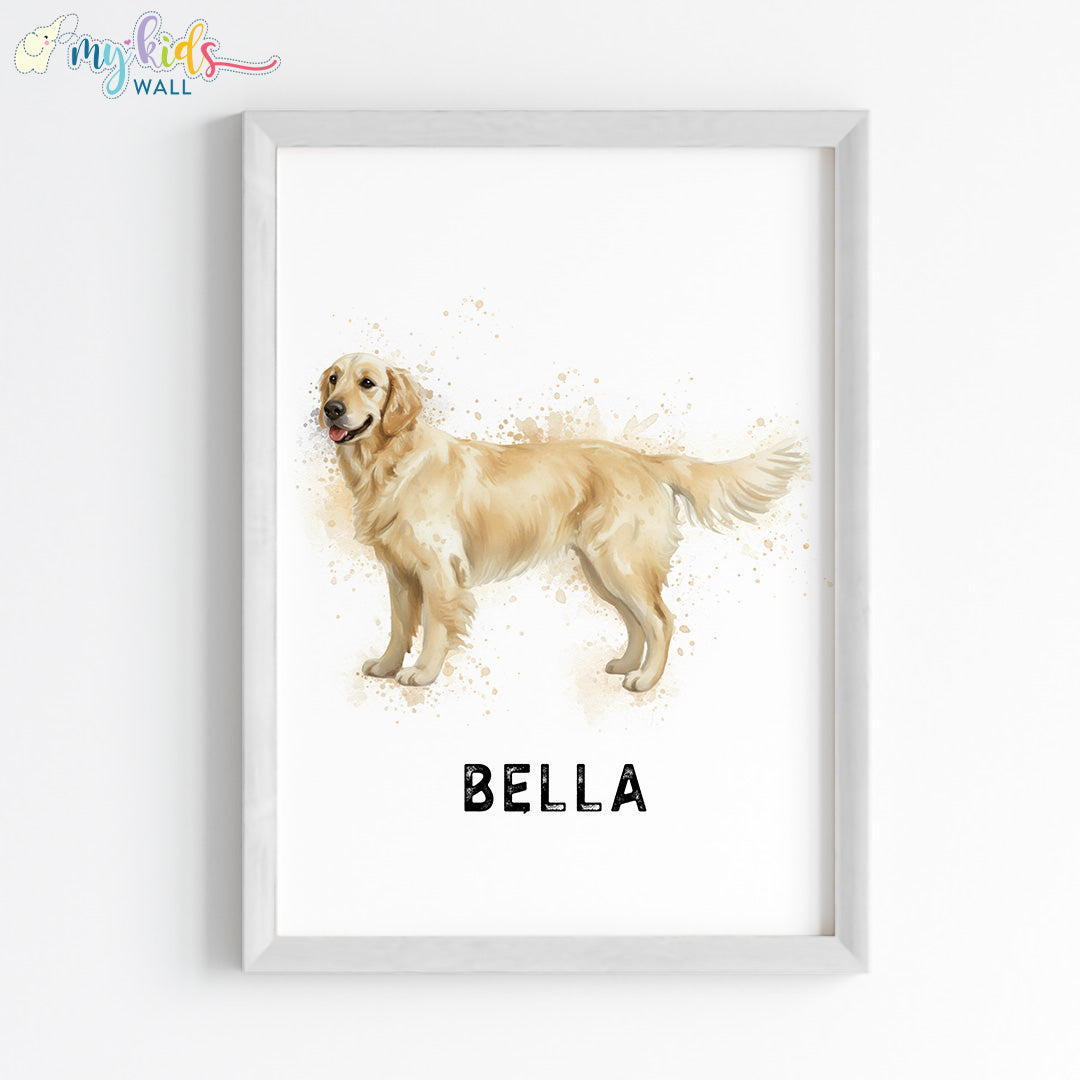 Golden-Retriever Personalised Wall Art Framed White