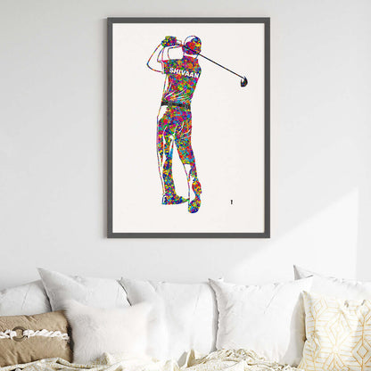 Inspirational golf player boy wall art black frame