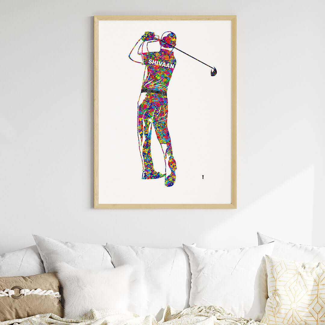 Inspirational golf player boy wall art wooden frame