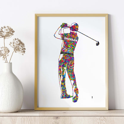 Inspirational golf player boy wall art wooden frame