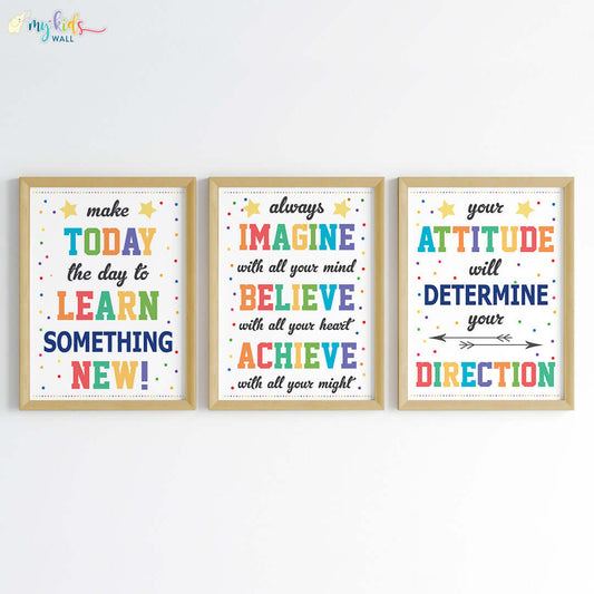 Growth Mindset Motivational Wall Art (Framed Set of 3)