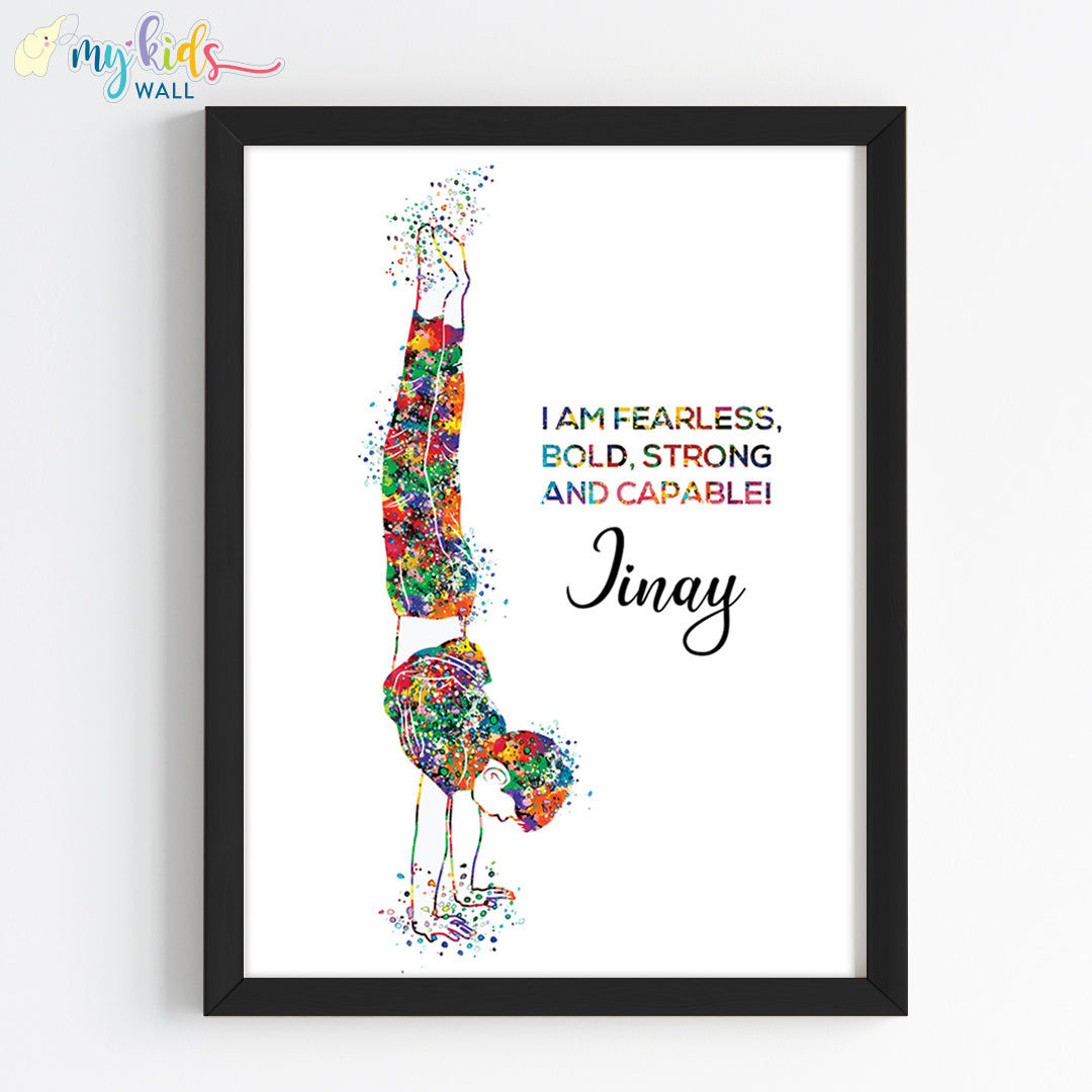 Gymnastics Boy Handstand Personalised Wall Art (Framed)