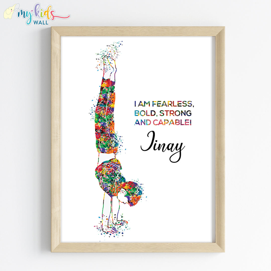 Gymnastics Boy Handstand Personalised Wall Art (Framed)