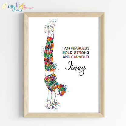 Gymnastics Boy Handstand Personalised Wall Art (Framed)