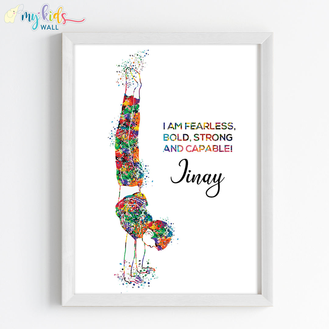 Gymnastics Boy Handstand Personalised Wall Art (Framed)