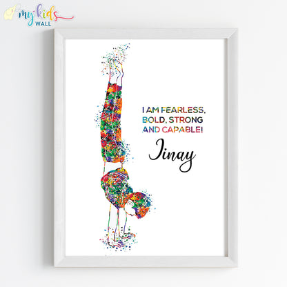 Gymnastics Boy Handstand Personalised Wall Art (Framed)