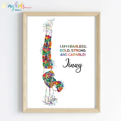 Inspirational gymnastics boy handstand wall art wooden frame