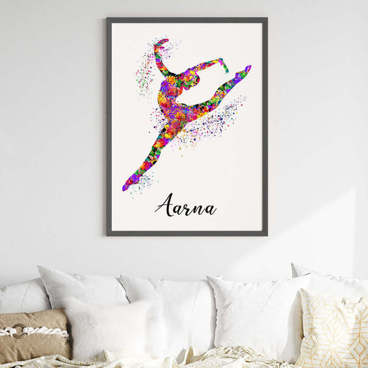 Inspirational gymnastic girl wall art black frame