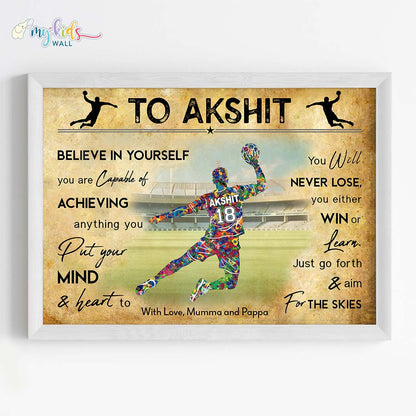 Handball Player Personalized Motivational Multicolor Wall Art (Framed)