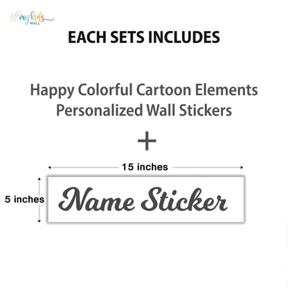 Happy Colorful Cartoon Elements Personalized Wall Stickers