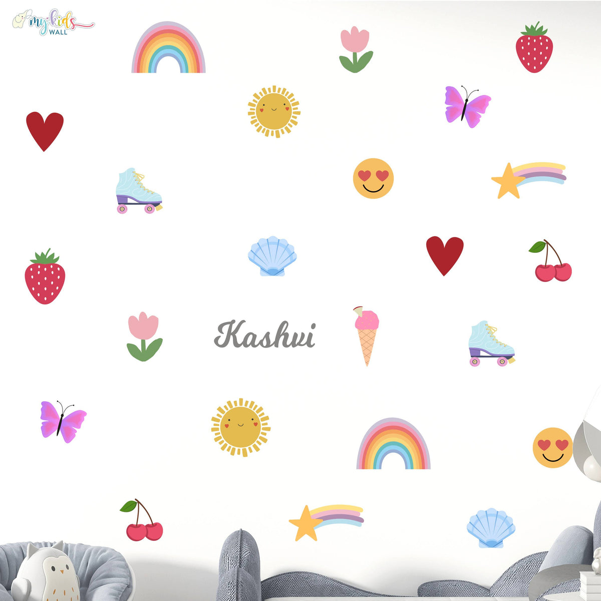 Happy Colorful Cartoon Elements Personalized Wall Stickers