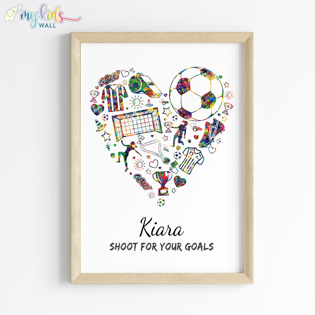 Heart of football Personalised Wall Art Framed Wooden