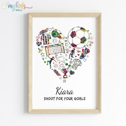 Heart of football Personalised Wall Art Framed Wooden